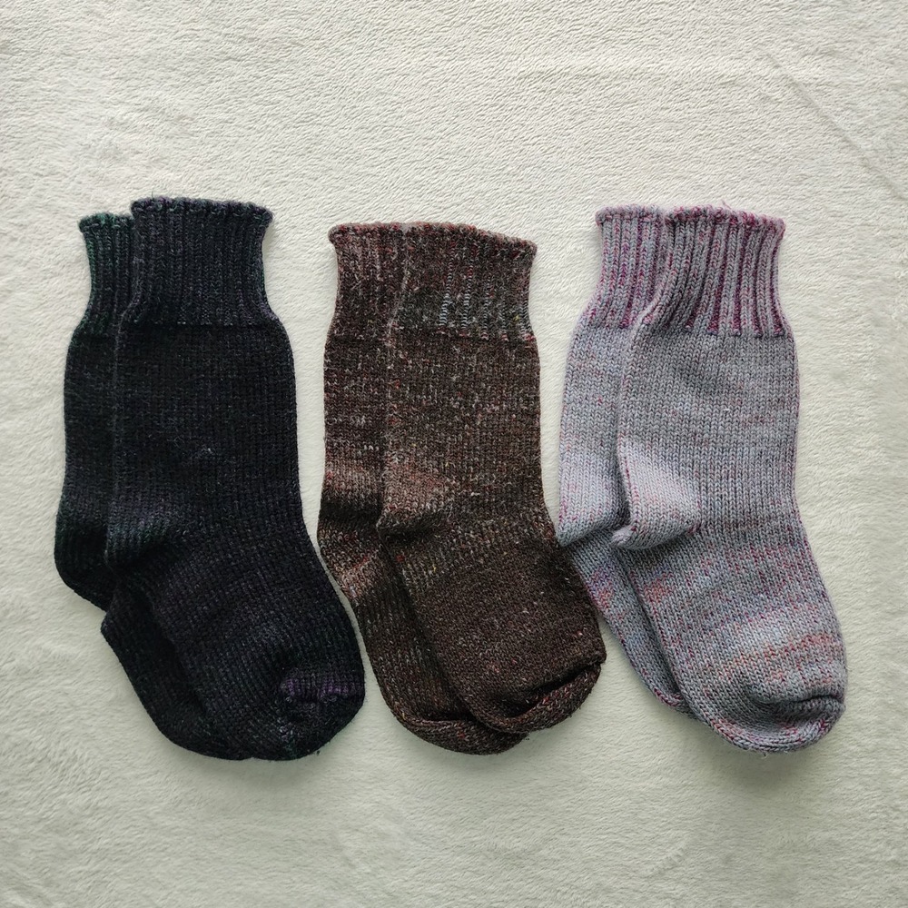Hand Knit Wool Blend Socks Mens Medium Multicolor Marled Crew 3 Pack Winter Hike